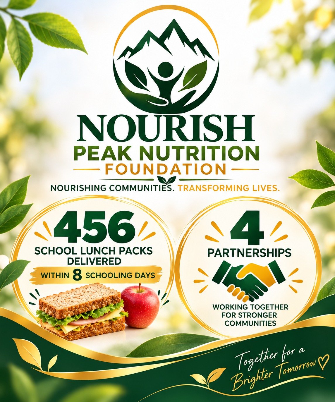 Nourish Peak impact update: 456 school lunch packs delivered within 8 schooling days, and 4 partnerships working together for stronger communities